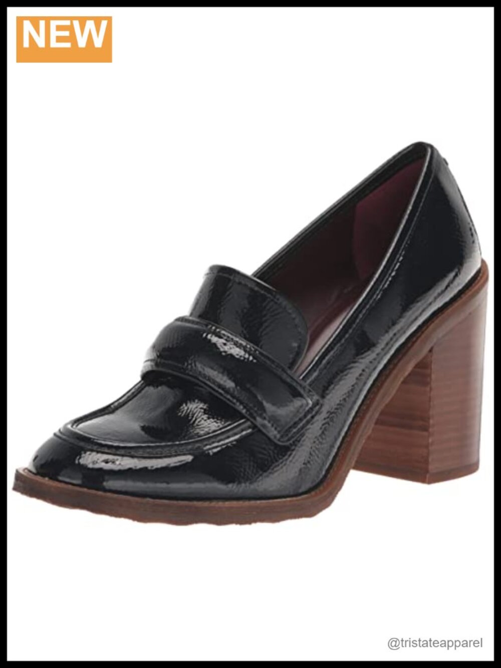 Faux Leather Slip-On Pumps Round Toe Stacked Heel Party Shoes